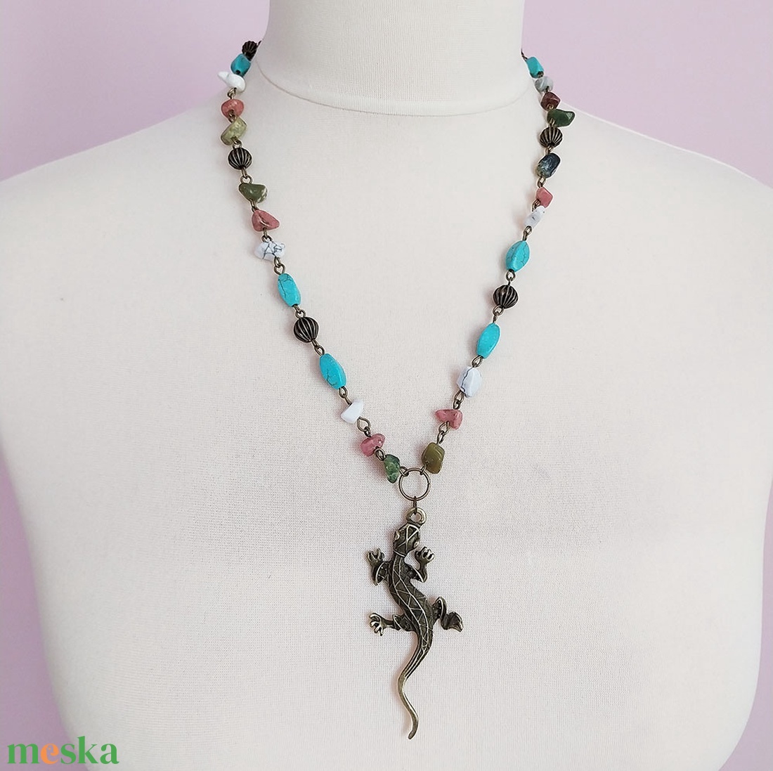 Agáma - féldrágaköves nyaklánc - ékszer - nyaklánc - medálos nyaklánc - Meska.hu