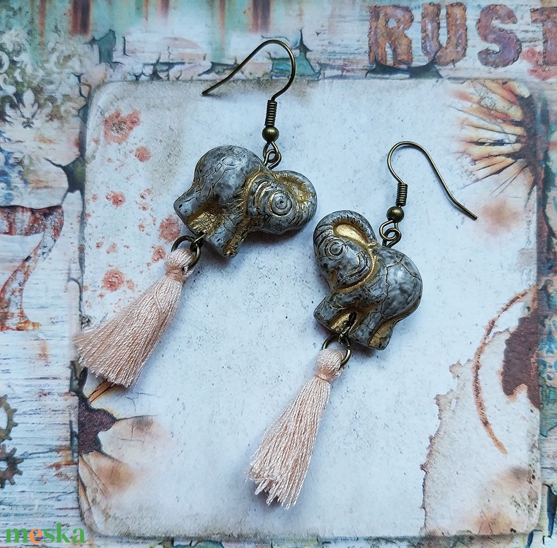 Szürke Elefánt - fülbevaló - ékszer - fülbevaló - lógó fülbevaló - Meska.hu