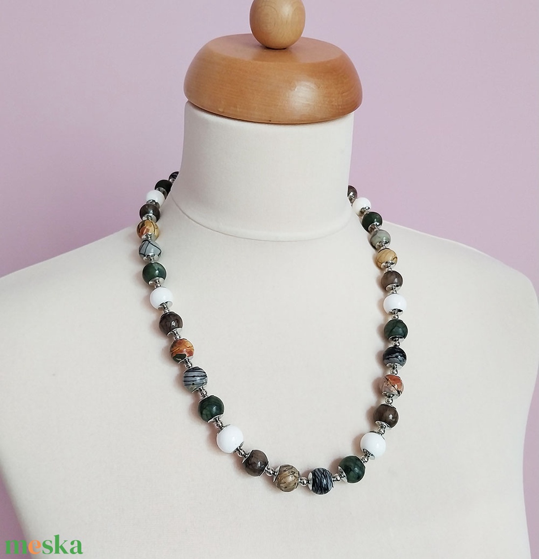 Yampari - féldrágakő gyöngysor - ékszer - nyaklánc - gyöngyös nyaklánc - Meska.hu