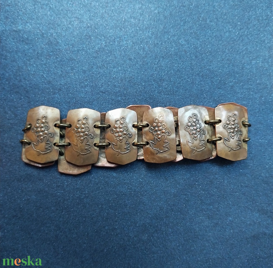 Retró szőlő motívumos bronz karkötő - ékszer - karkötő - karperec - Meska.hu