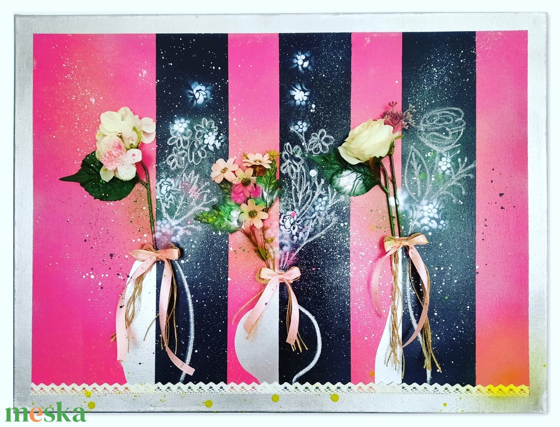 3D-s pink-fekete csíkos virágos falikép - otthon & életmód - dekoráció - kép & falikép - 3d képek - Meska.hu 3D-s pink-fekete csíkos virágos falikép - otthon & életmód - dekoráció - kép & falikép - 3d képek - Meska.hu