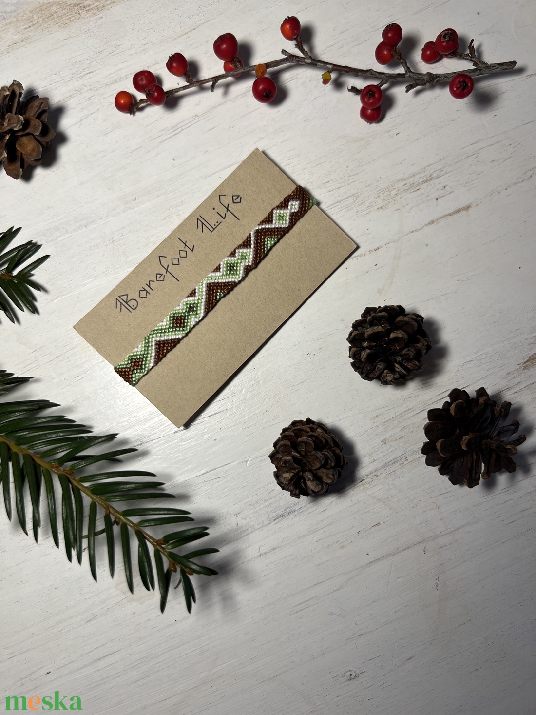 Barnazöld kígyó csomózott karkötő - ékszer - karkötő - fonott karkötő - Meska.hu