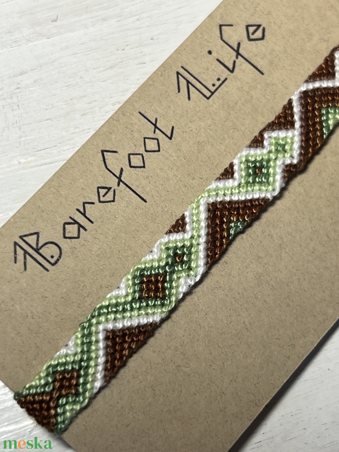 Barnazöld kígyó csomózott karkötő - ékszer - karkötő - fonott karkötő - Meska.hu