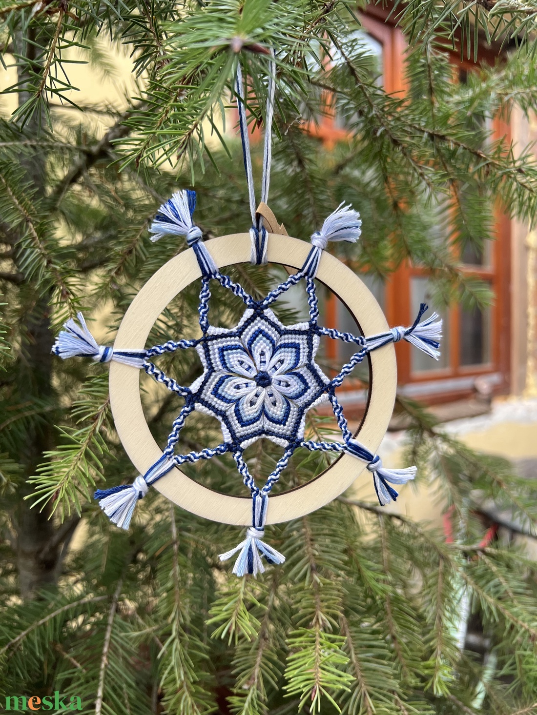 �Hópehely csomózott karácsonyfadísz - karácsony - karácsonyi lakásdekoráció - karácsonyfadíszek - Meska.hu