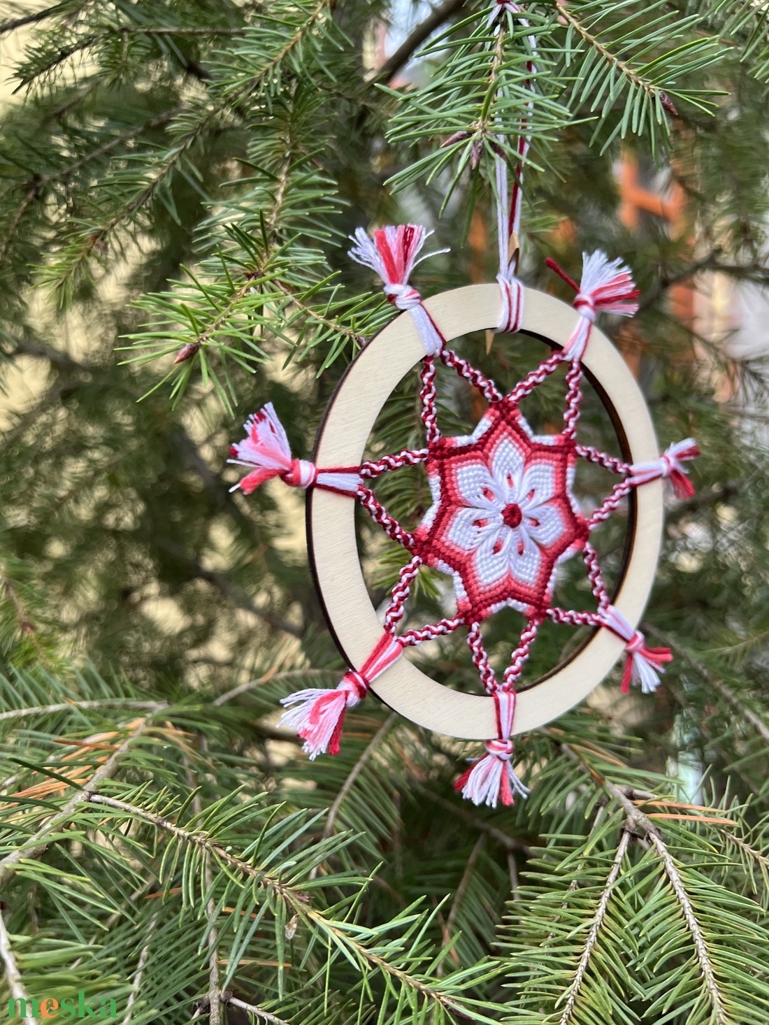 �Hópehely csomózott karácsonyfadísz - karácsony - karácsonyi lakásdekoráció - karácsonyfadíszek - Meska.hu