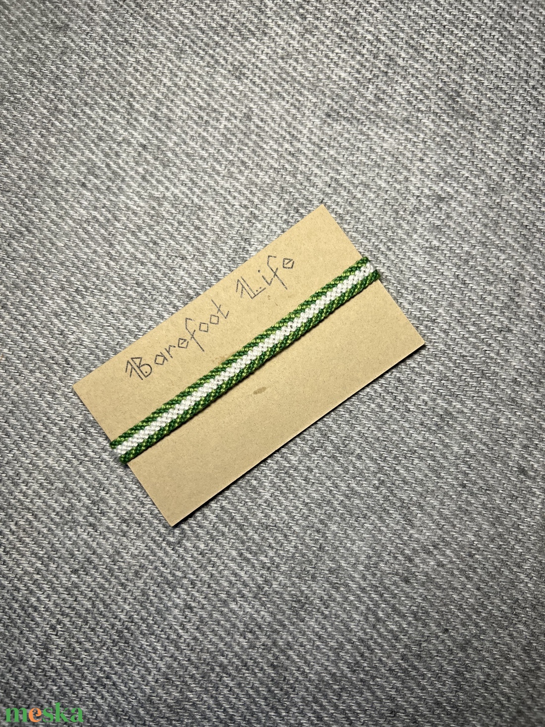 �Fűzöld csomózott karkötő - ékszer - karkötő - fonott karkötő - Meska.hu