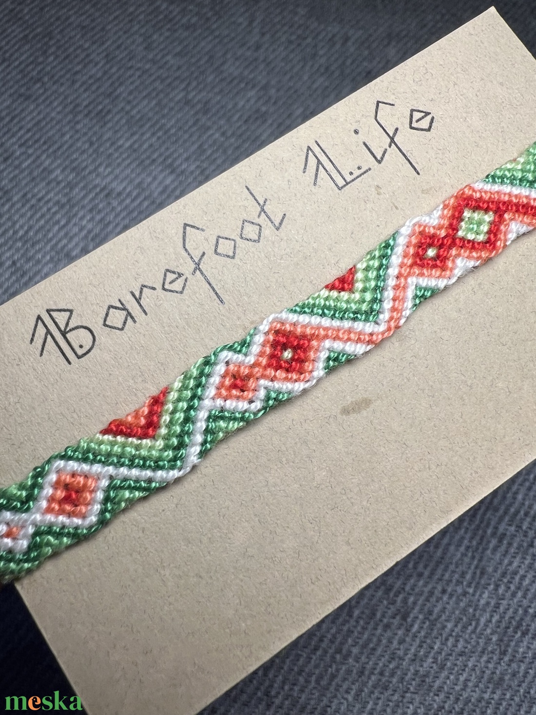 �Zöldpiros kígyó csomózott karkötő - ékszer - karkötő - fonott karkötő - Meska.hu