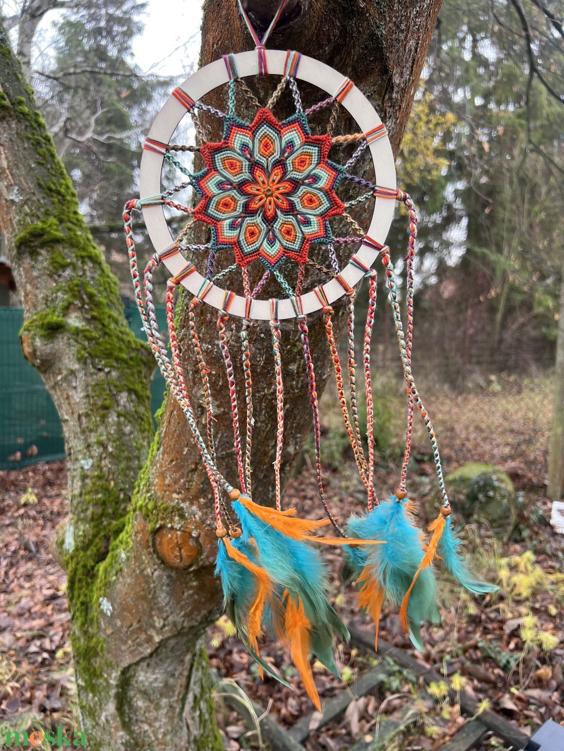 Papagáj - csomózott álomfogó - otthon & életmód - dekoráció - fali és függő dekoráció - álomfogó - Meska.hu