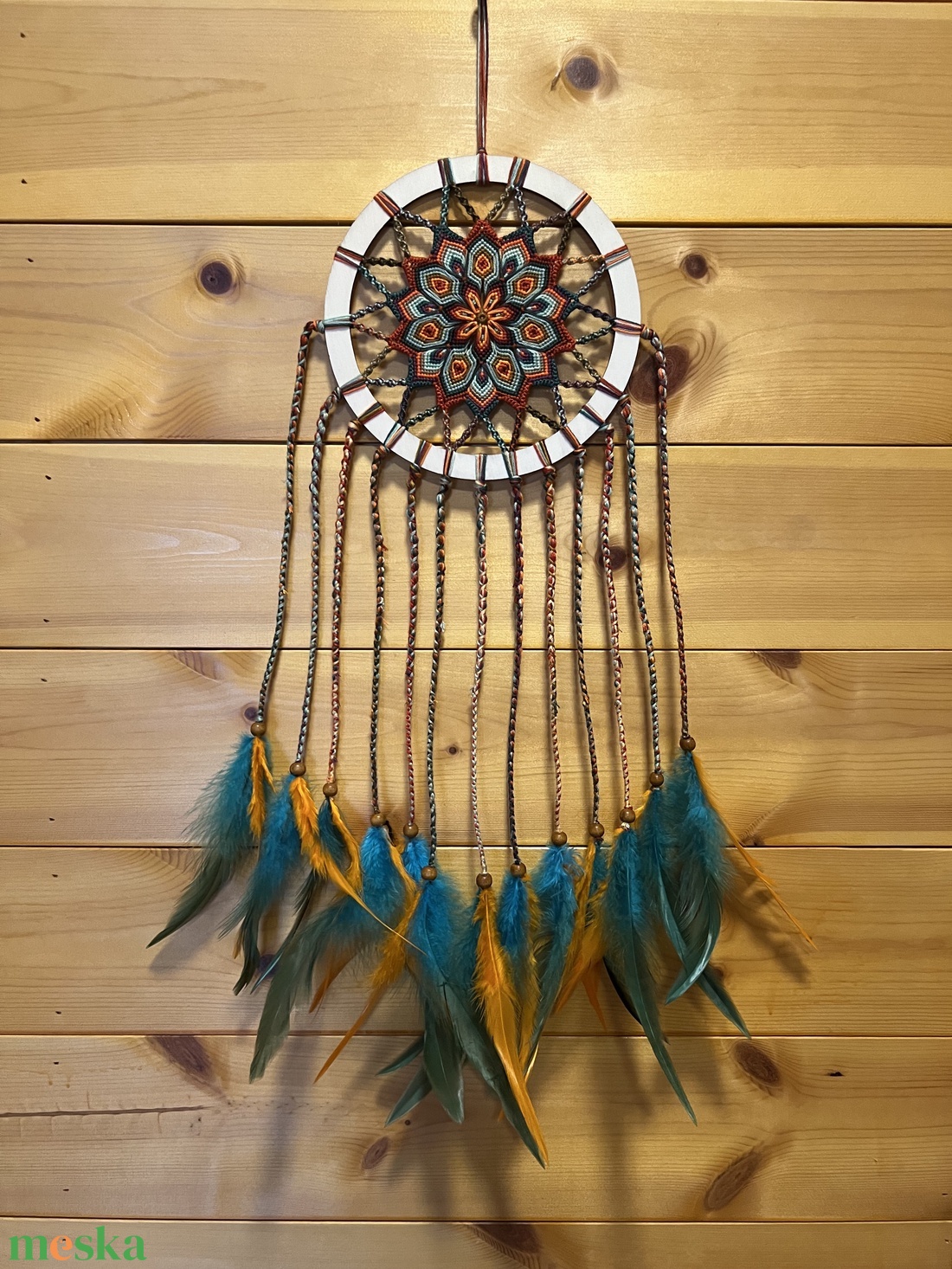 Papagáj - csomózott álomfogó - otthon & életmód - dekoráció - fali és függő dekoráció - álomfogó - Meska.hu