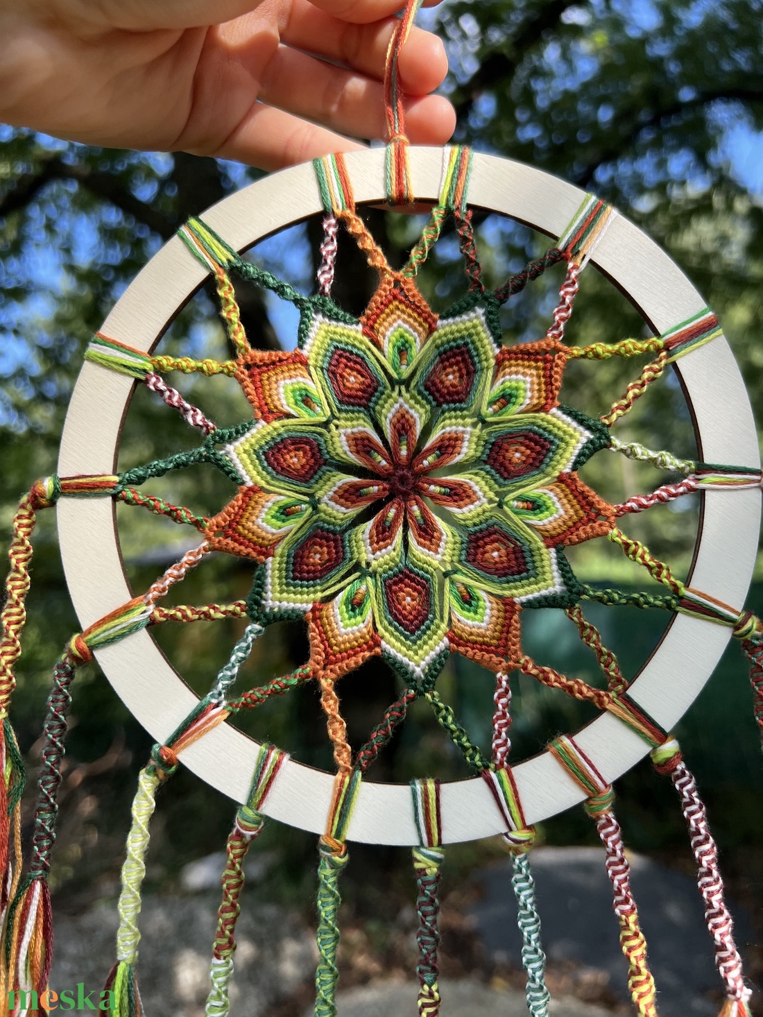 Ébredő erdő - csomózott álomfogó - otthon & életmód - dekoráció - fali és függő dekoráció - álomfogó - Meska.hu