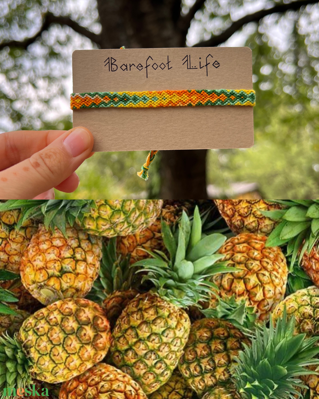 �Ananász csomózott karkötő - ékszer - karkötő - fonott karkötő - Meska.hu