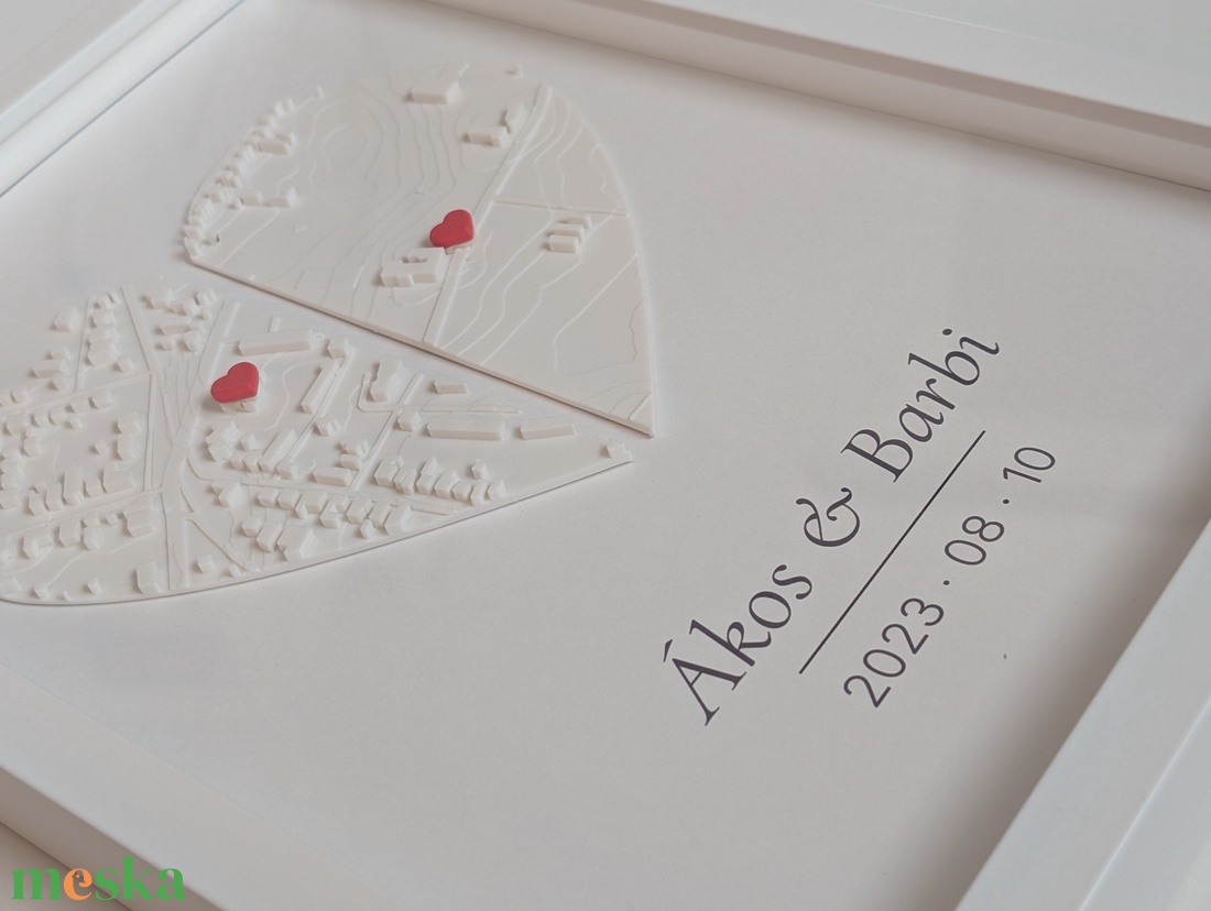 Keretes 3D Szív-Térkép - esküvő - emlék & ajándék - szülőköszöntő ajándék - Meska.hu