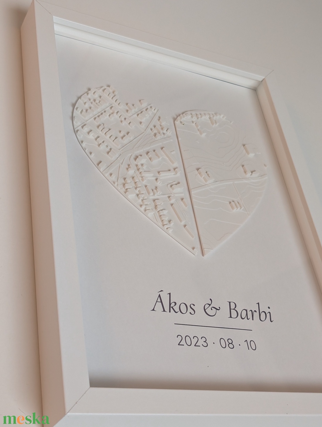 Keretes 3D Szív-Térkép - esküvő - emlék & ajándék - szülőköszöntő ajándék - Meska.hu