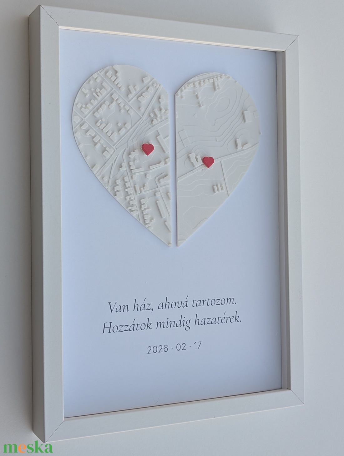 Keretes 3D Szív-Térkép - esküvő - emlék & ajándék - szülőköszöntő ajándék - Meska.hu