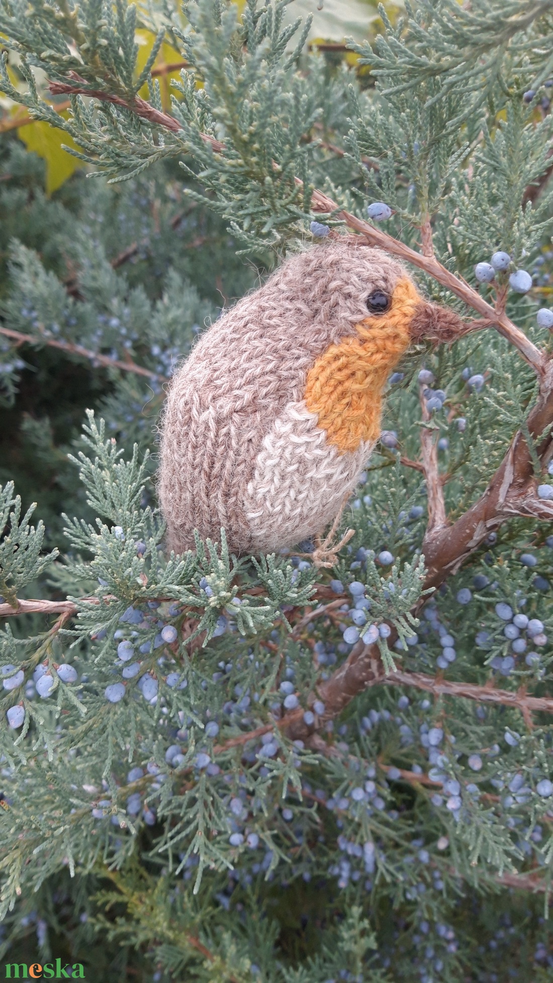 Vörösbegy plüss 100% gyapjúfonalból kötve - baba - mama - baba játékok - waldorf játékok - Meska.hu