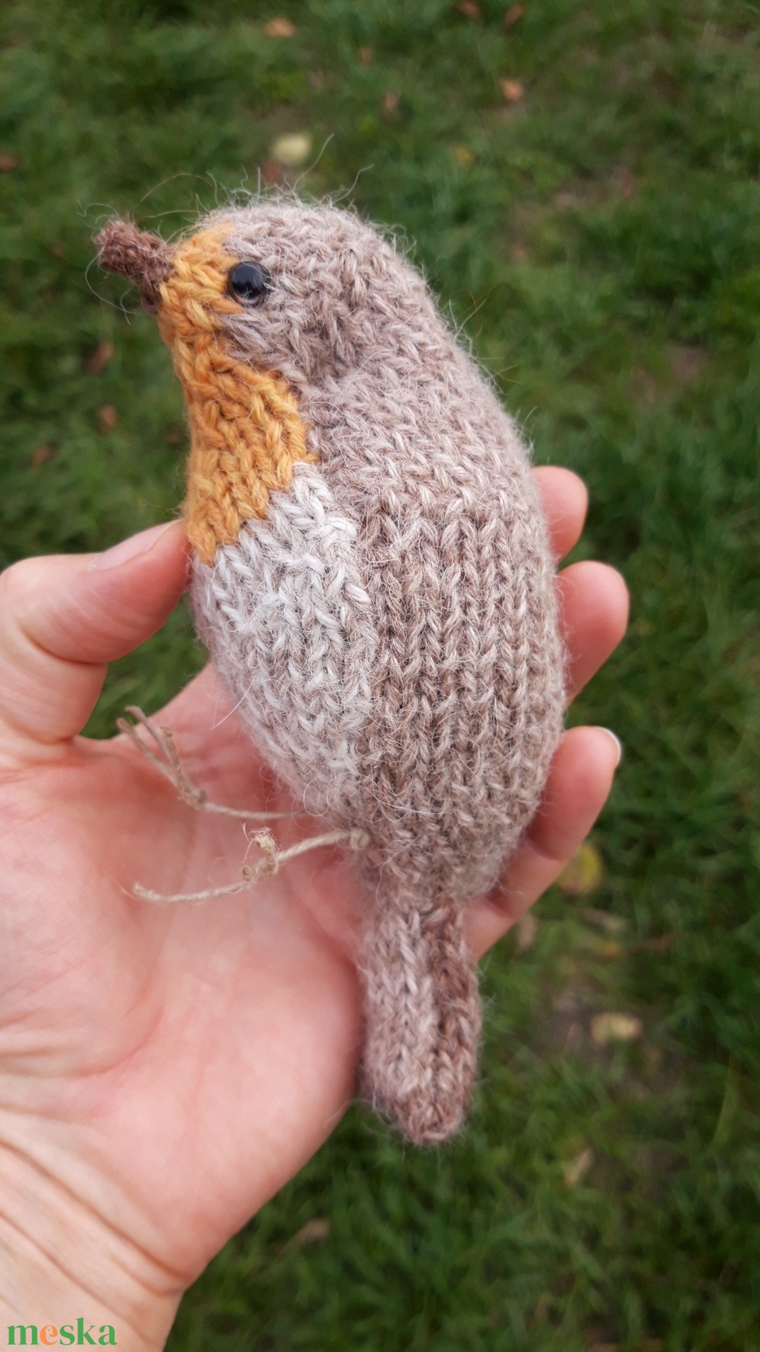 Vörösbegy plüss 100% gyapjúfonalból kötve - baba - mama - baba játékok - waldorf játékok - Meska.hu