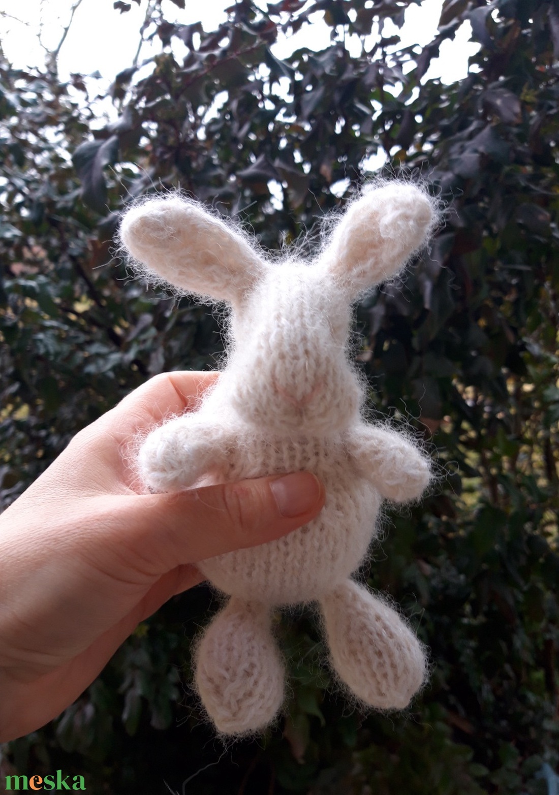 Kicsi kötött gyapjú nyuszi -fehér - baba - mama - baba játékok - waldorf játékok - Meska.hu