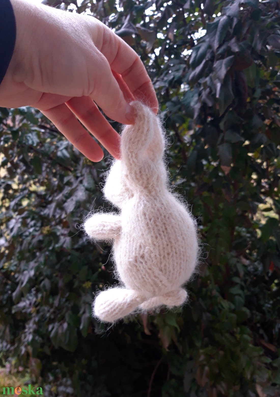 Kicsi kötött gyapjú nyuszi -fehér - baba - mama - baba játékok - waldorf játékok - Meska.hu