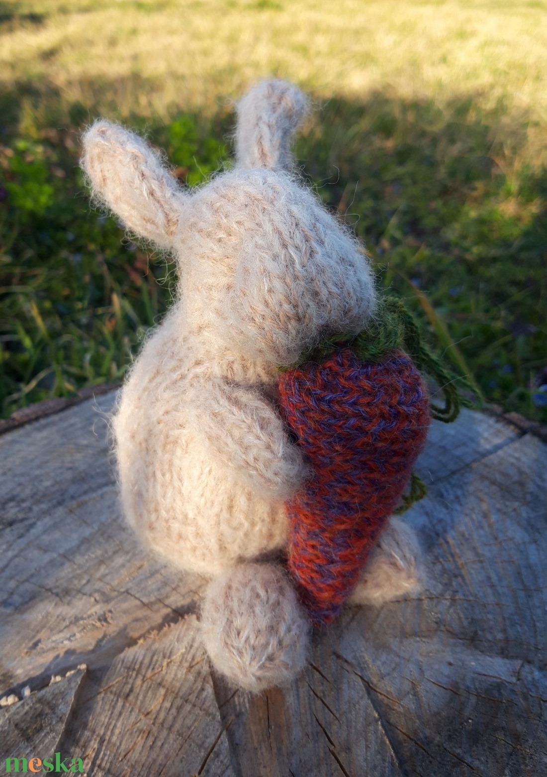 Kicsi kötött gyapjú nyuszi -világos bézs - baba - mama - baba játékok - waldorf játékok - Meska.hu