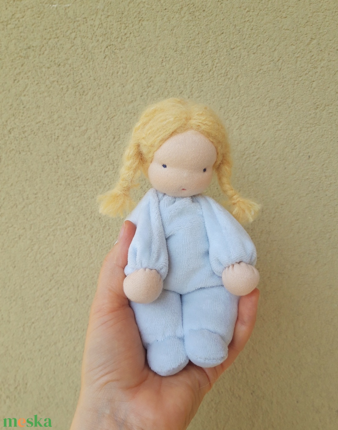 Kicsi Waldorf baba -kék - játék & sport - készségfejlesztő és logikai játék - montessori szivárvány, waldorf játékok - Meska.hu