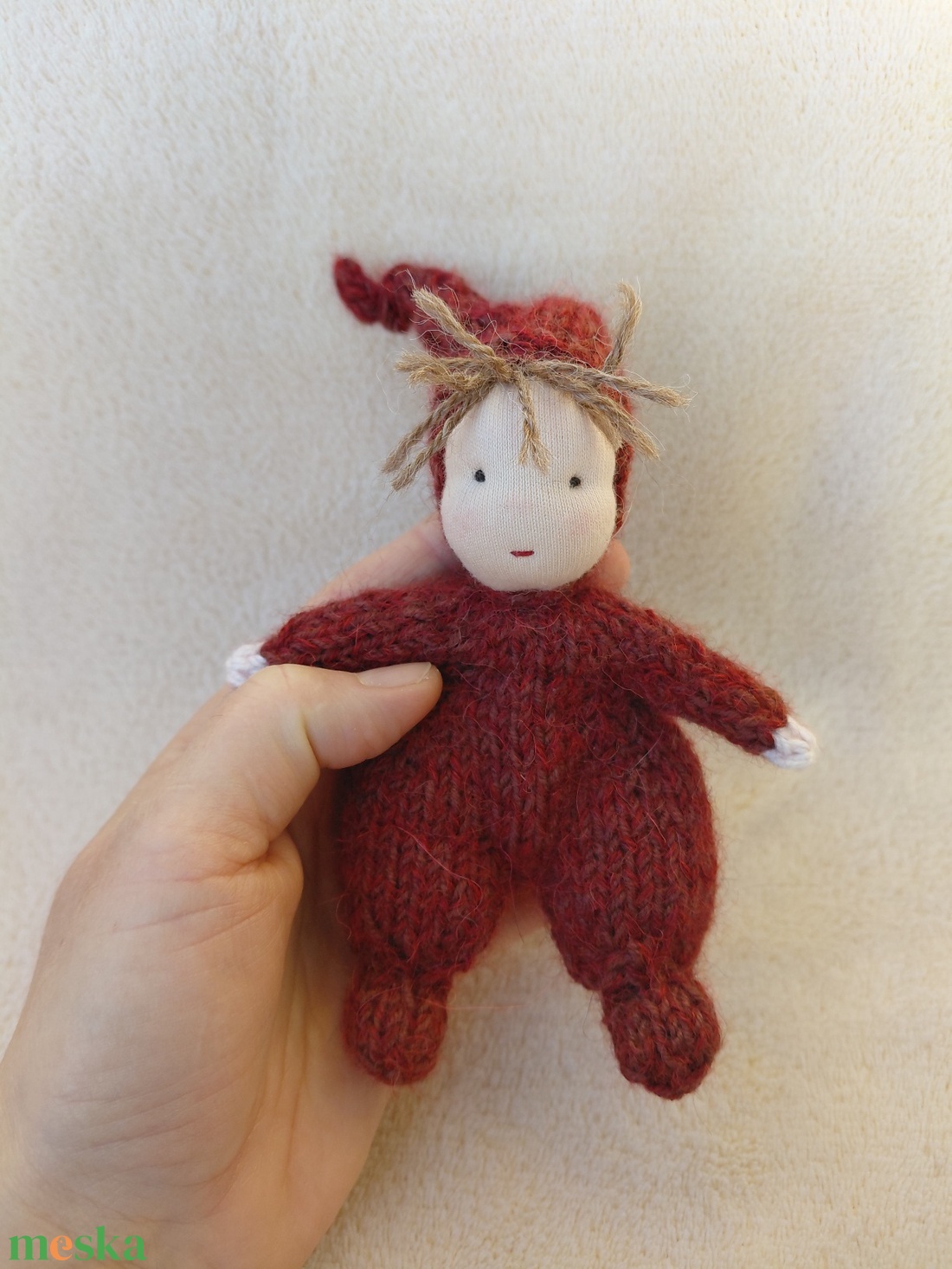 Kötött mini baba gyapjúból  - játék & sport - készségfejlesztő és logikai játék - montessori szivárvány, waldorf játékok - Meska.hu