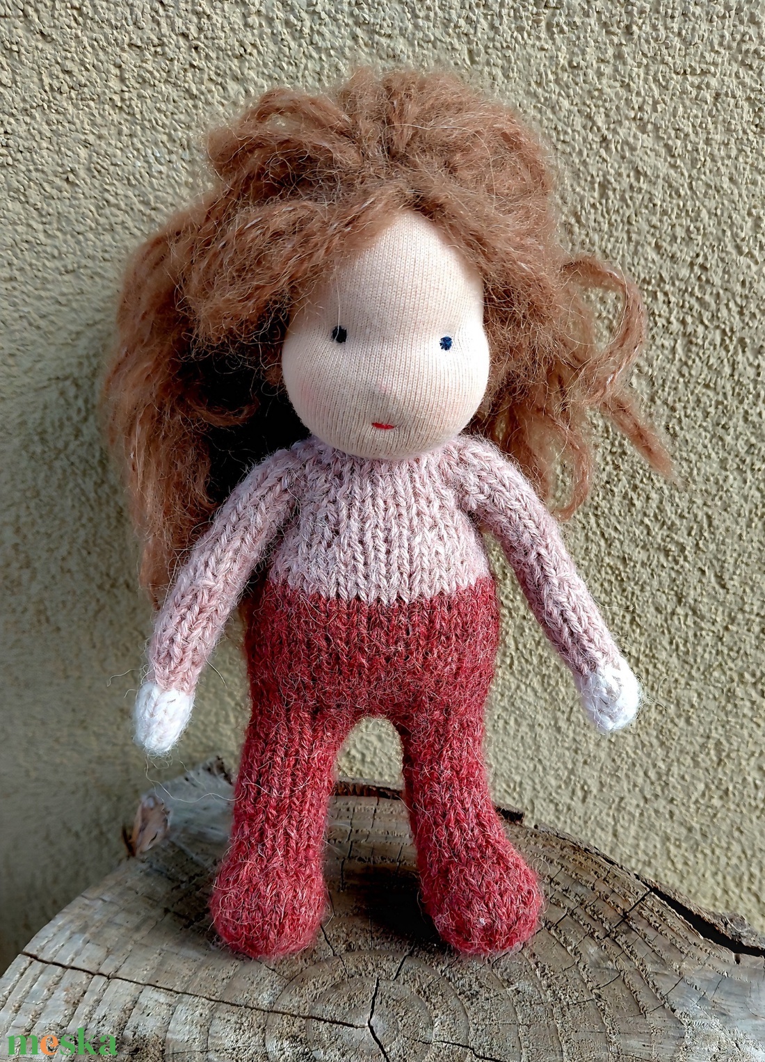 Kötött testű baba Málna - játék & sport - készségfejlesztő és logikai játék - montessori szivárvány, waldorf játékok - Meska.hu