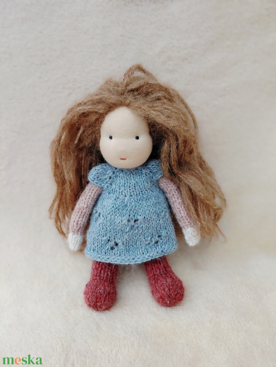 Kötött testű baba Málna - játék & sport - készségfejlesztő és logikai játék - montessori szivárvány, waldorf játékok - Meska.hu