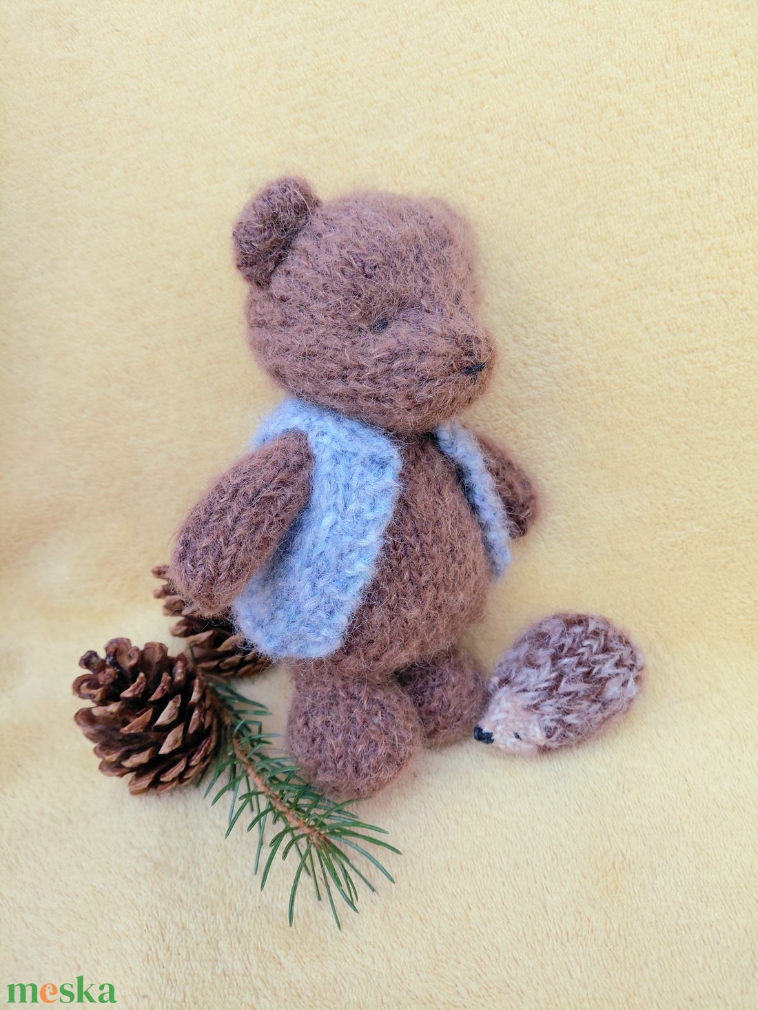 Kötött gyapjú mackó játék-sötétbarna - játék & sport - plüssállat & játékfigura - maci - Meska.hu