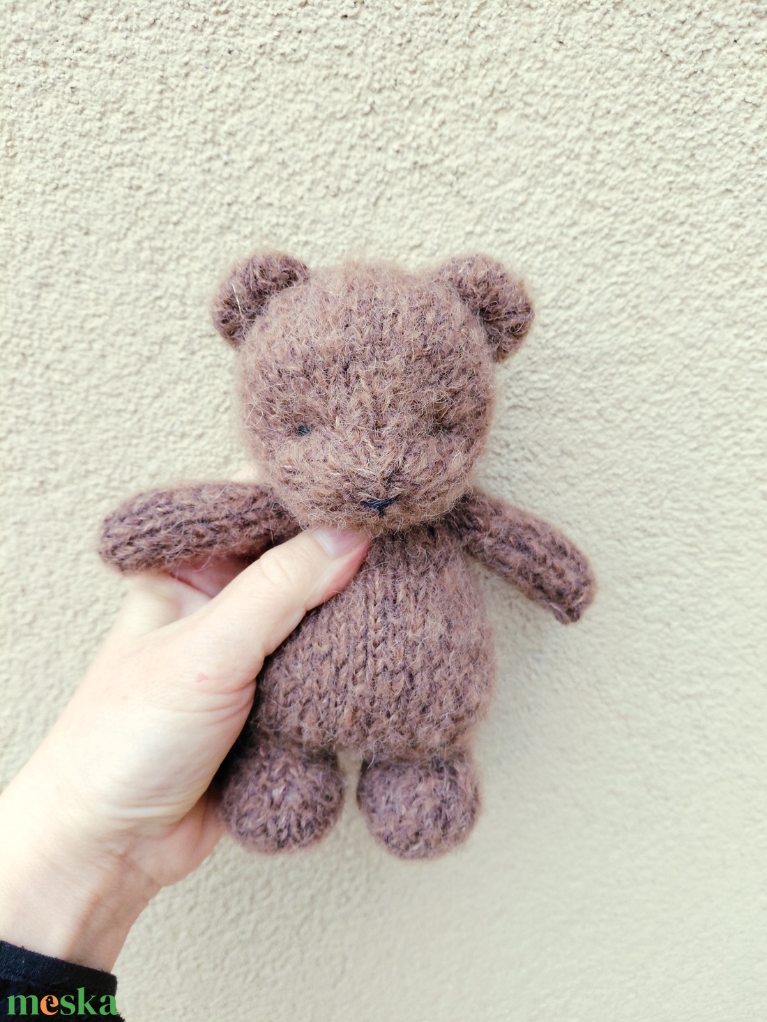 Kötött gyapjú mackó játék-sötétbarna - játék & sport - plüssállat & játékfigura - maci - Meska.hu