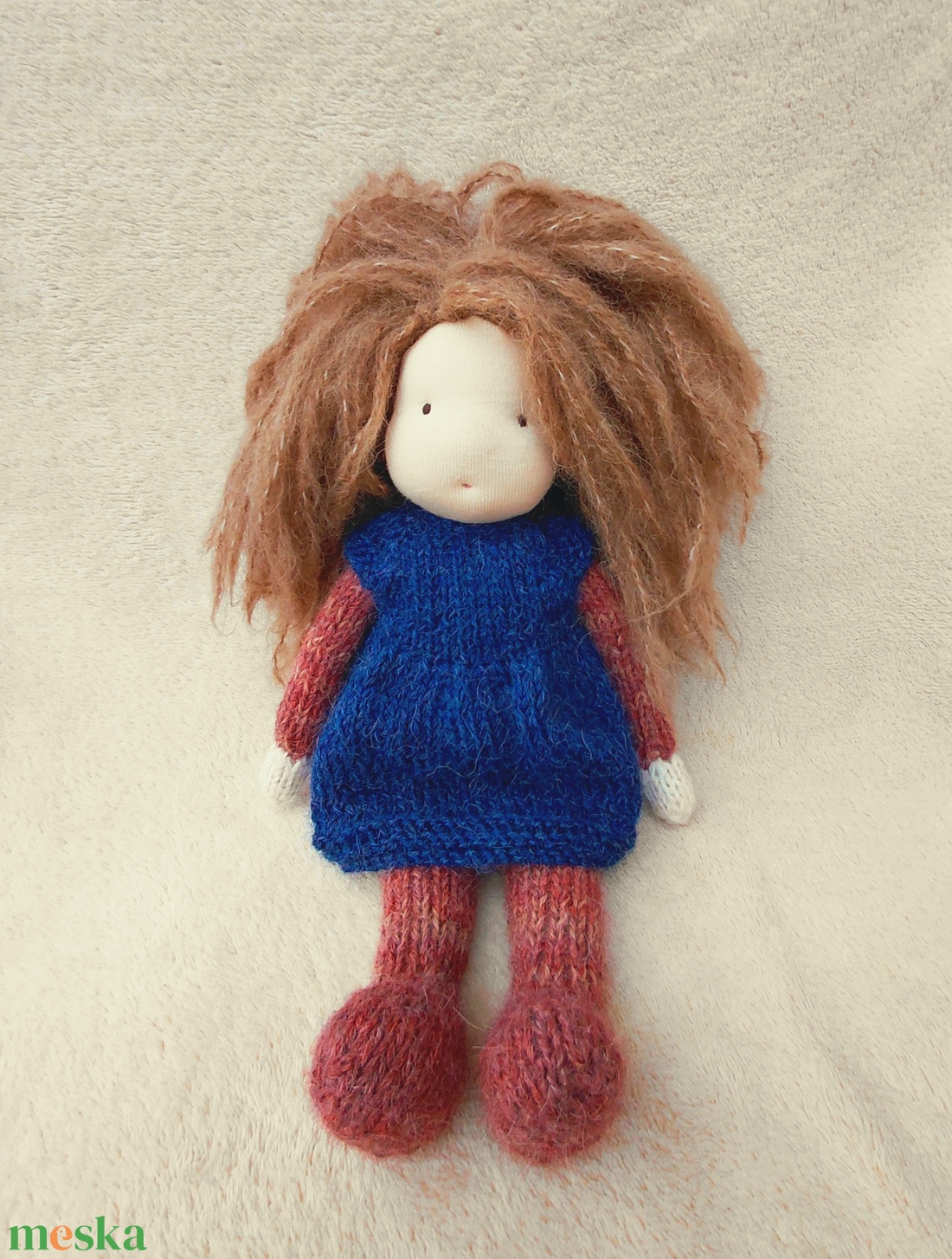 Kötött testű Waldorf jellegű baba 28 cm - baba - mama - baba játékok - waldorf játékok - Meska.hu