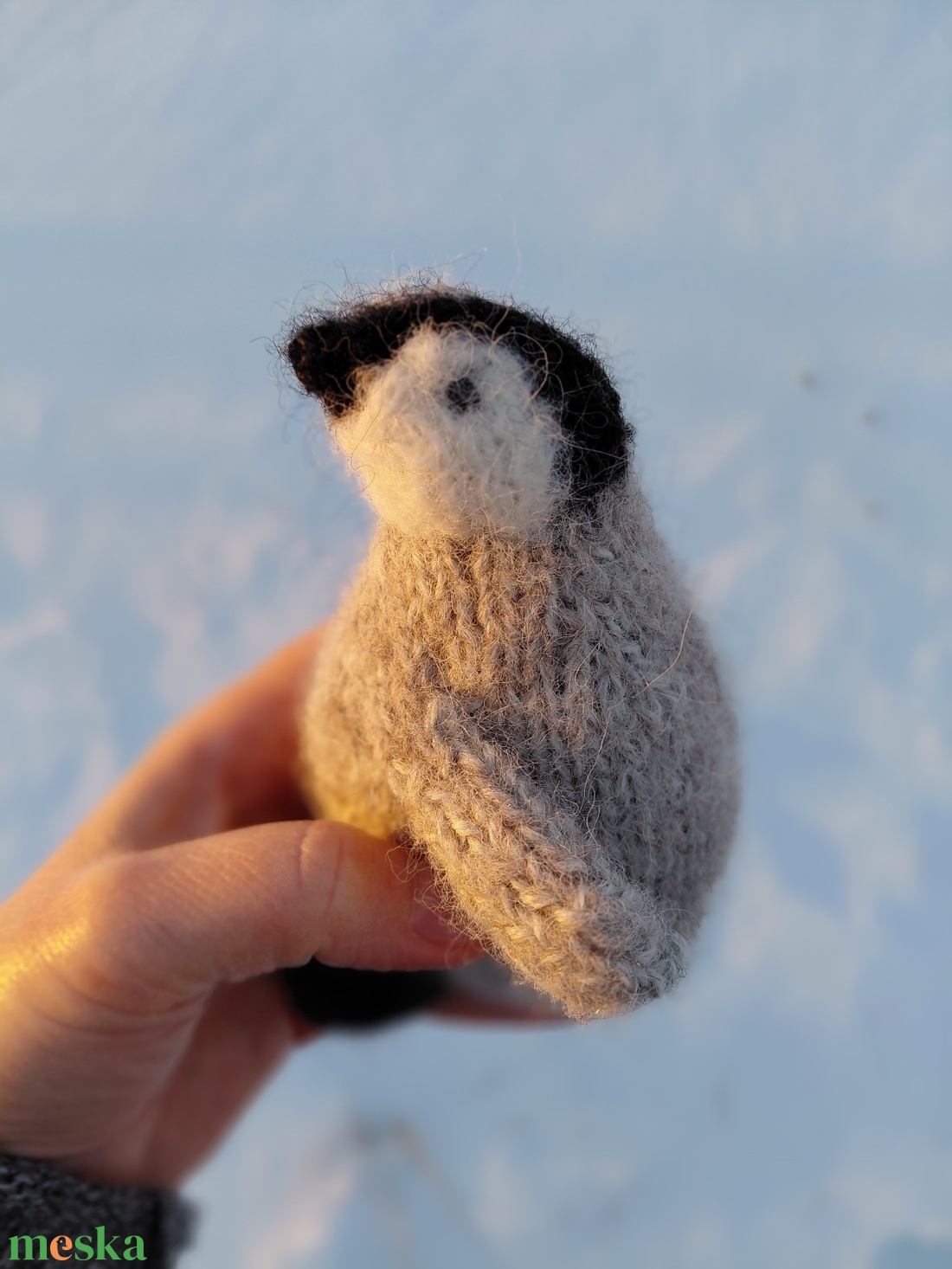 Kötött kézműves gyapjú pingvin - baba - mama - baba játékok - waldorf játékok - Meska.hu