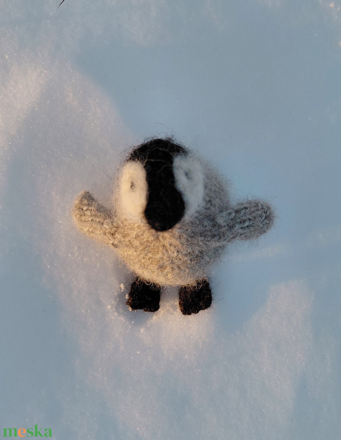 Kötött kézműves gyapjú pingvin - baba - mama - baba játékok - waldorf játékok - Meska.hu