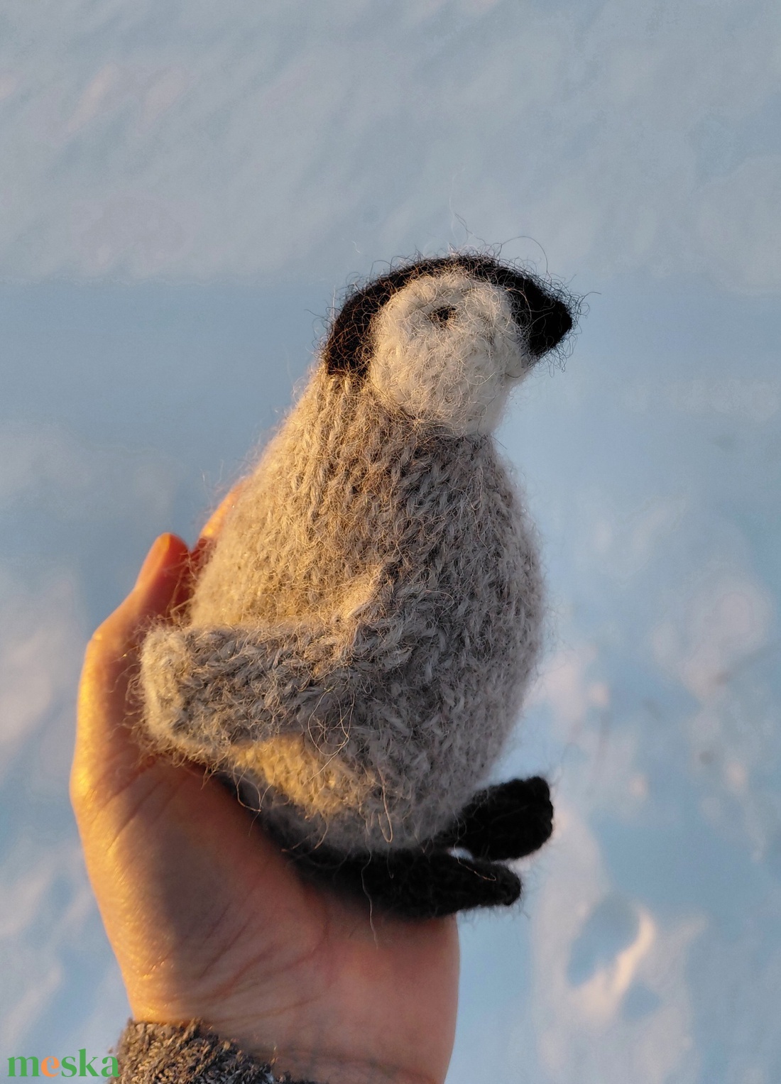 Kötött kézműves gyapjú pingvin - baba - mama - baba játékok - waldorf játékok - Meska.hu