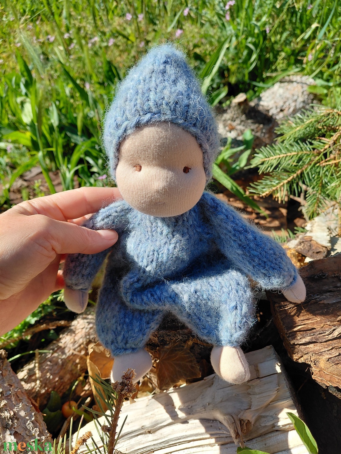Kötött Waldorf szundi baba - baba - mama - baba játékok - waldorf játékok - Meska.hu