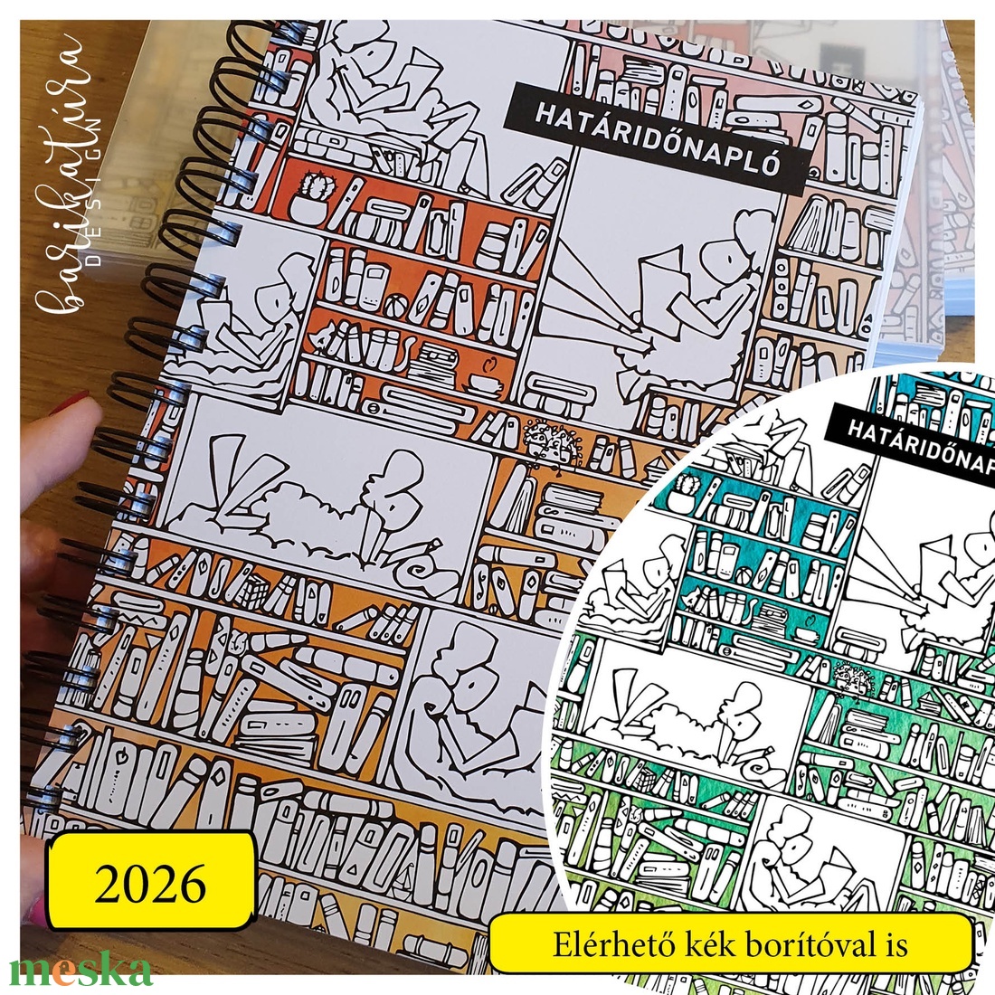Határidőnapló könyvmolyoknak 2026 -színezhető  - otthon & életmód - papír, írószer - jegyzetfüzet & napló - Meska.hu