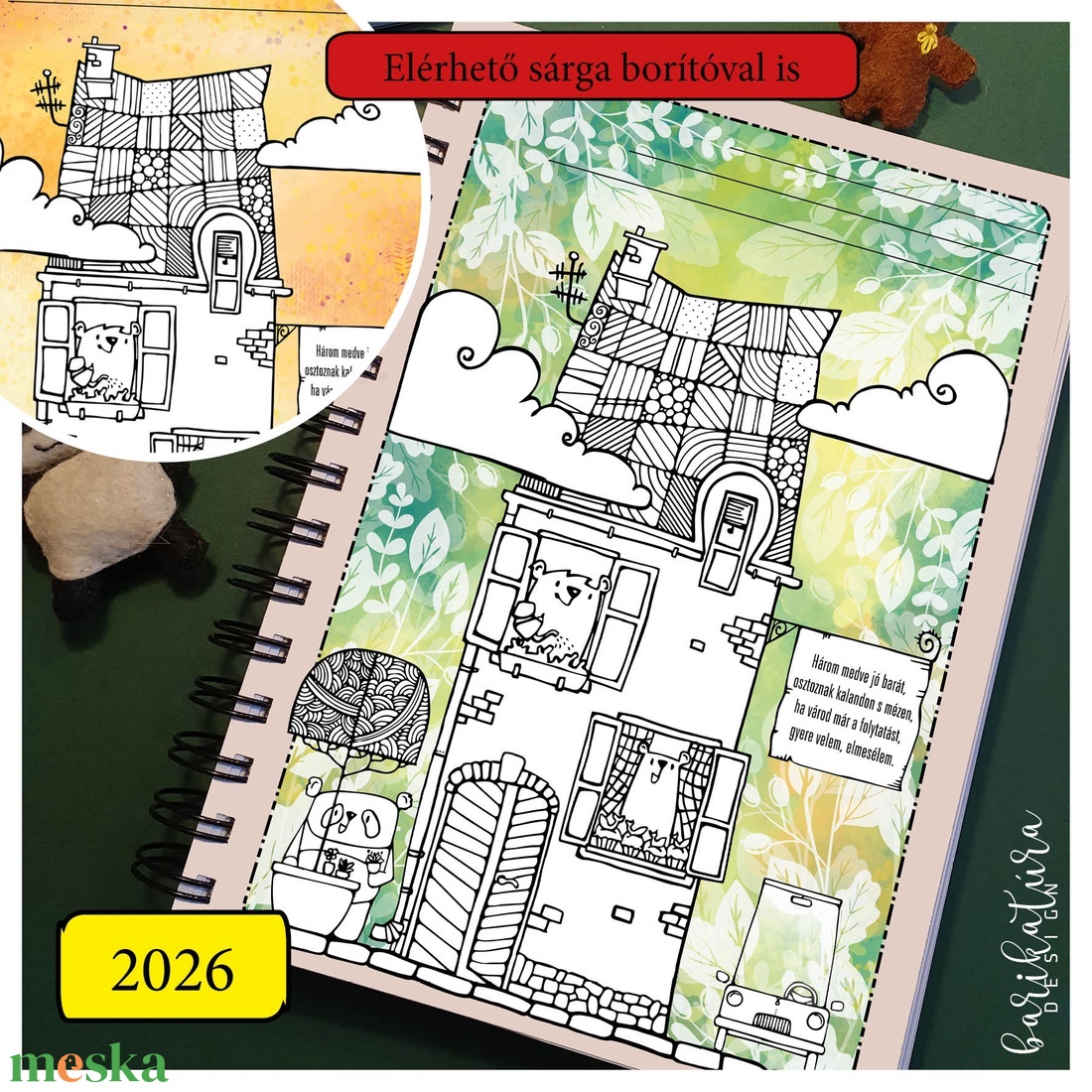 Medvés verses, határidőnapló 2026 - otthon & életmód - papír, írószer - naptár & tervező - Meska.hu