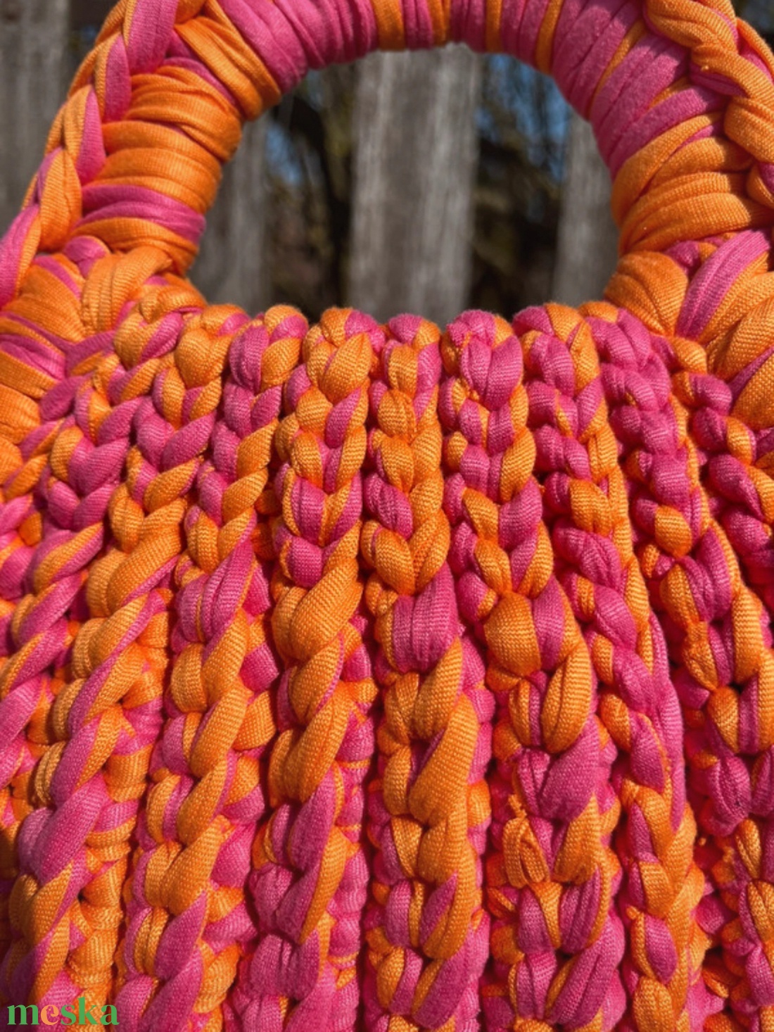 Horgolt mini kézitáska � korall színű, kézműves női táska - táska & tok - kézitáska & válltáska - kézitáska - Meska.hu