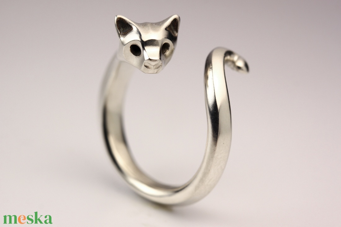 Cica ezüst gyűrű 925-ös sterling ezüstből! - ékszer - gyűrű - figurális gyűrű - Meska.hu