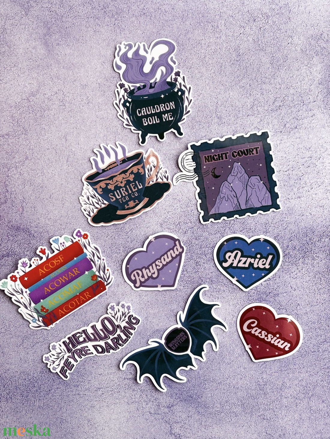 ACOTAR laminált matrica szett könyvmolyoknak - otthon & életmód - papír, írószer - matrica, matrica csomag - Meska.hu