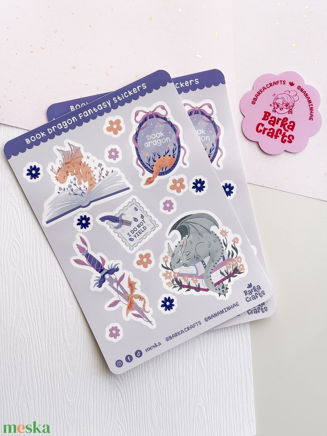 Sárkányos könyvmoly matrica ív - otthon & életmód - papír, írószer - matrica, matrica csomag - Meska.hu