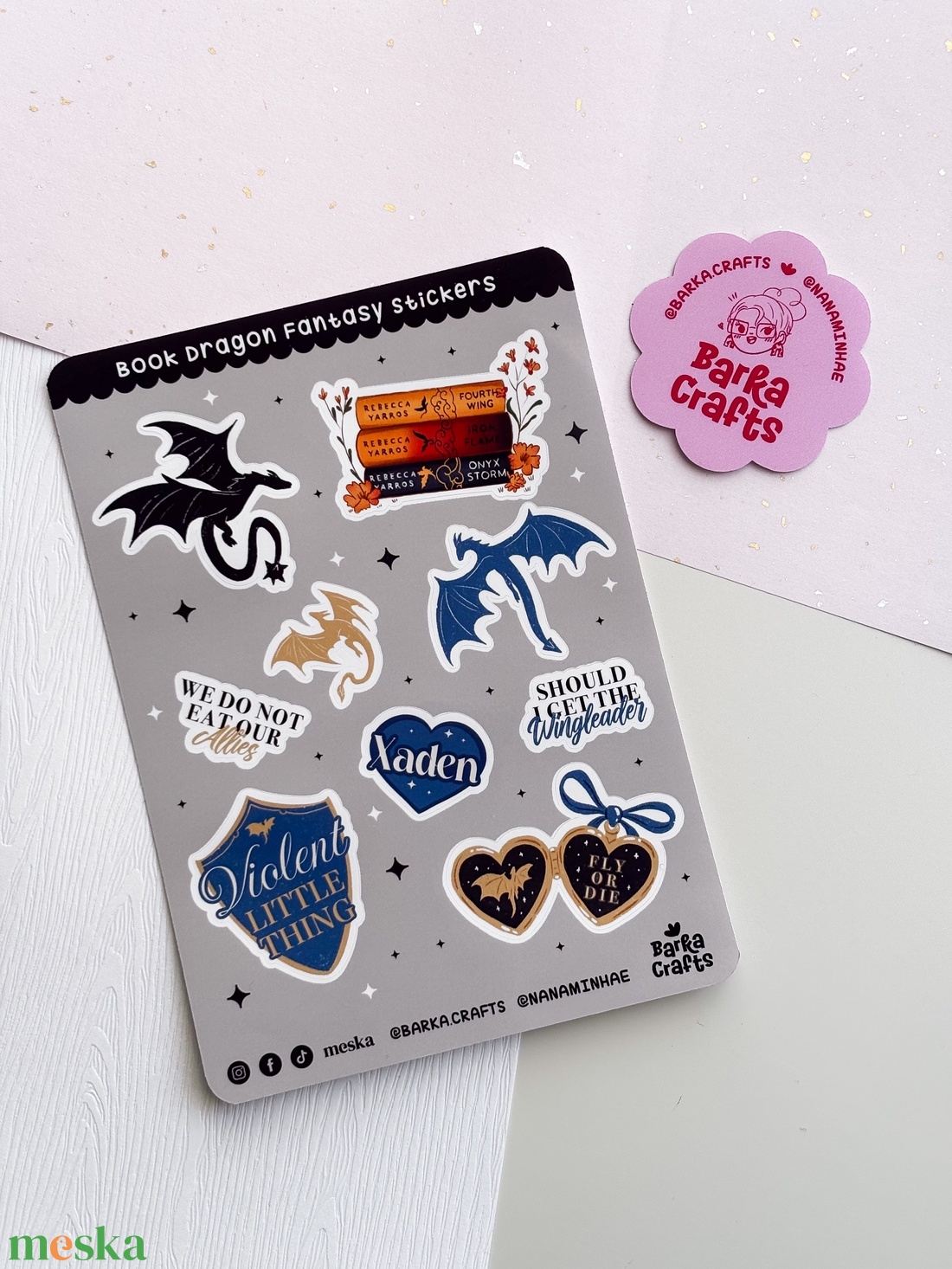 Fourth Wing - Book Dragon könyvmoly matrica ív - otthon & életmód - papír, írószer - matrica, matrica csomag - Meska.hu