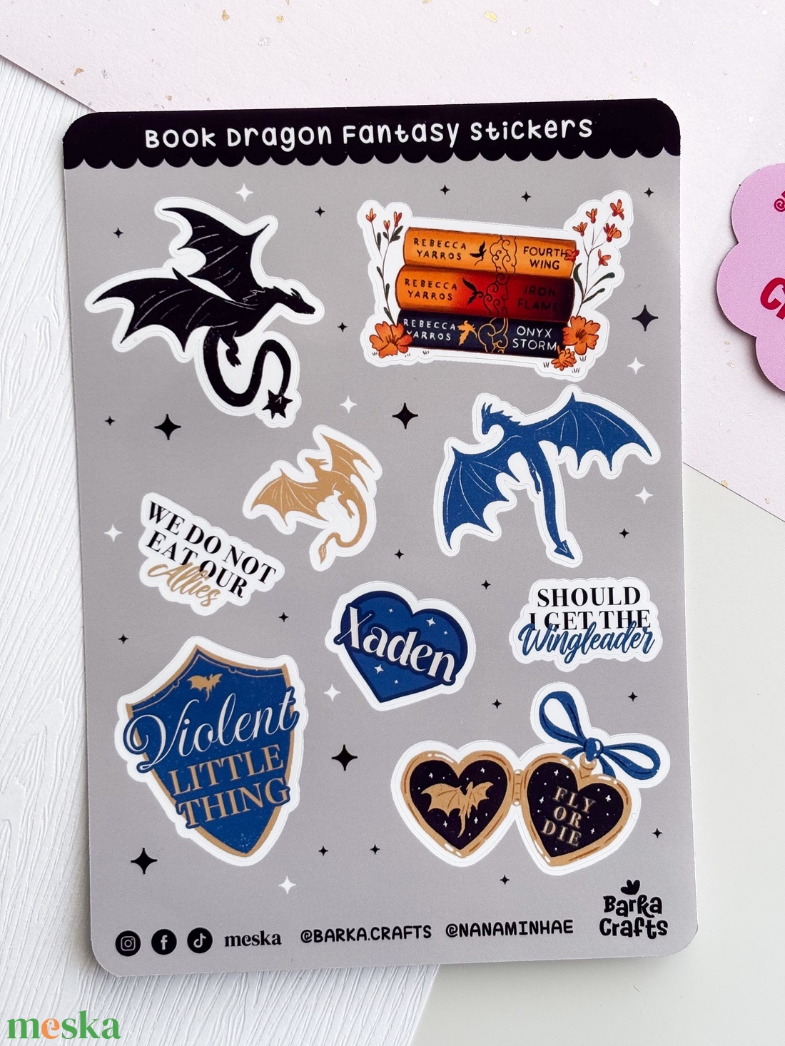 Fourth Wing - Book Dragon könyvmoly matrica ív - otthon & életmód - papír, írószer - matrica, matrica csomag - Meska.hu