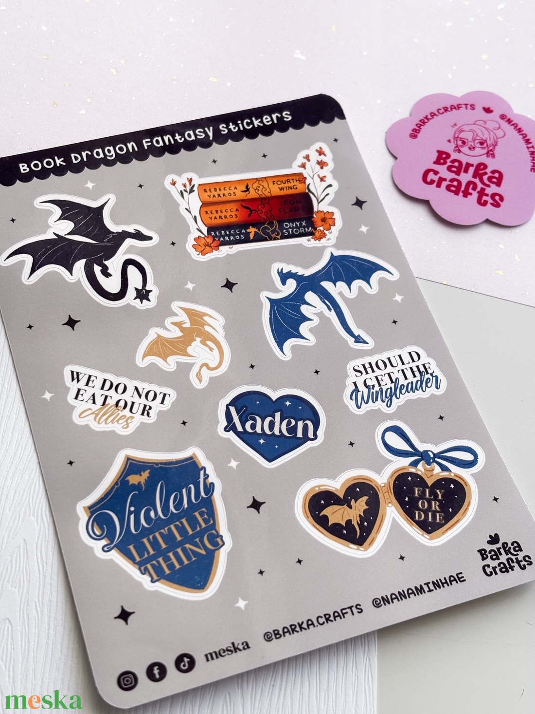 Fourth Wing - Book Dragon könyvmoly matrica ív - otthon & életmód - papír, írószer - matrica, matrica csomag - Meska.hu