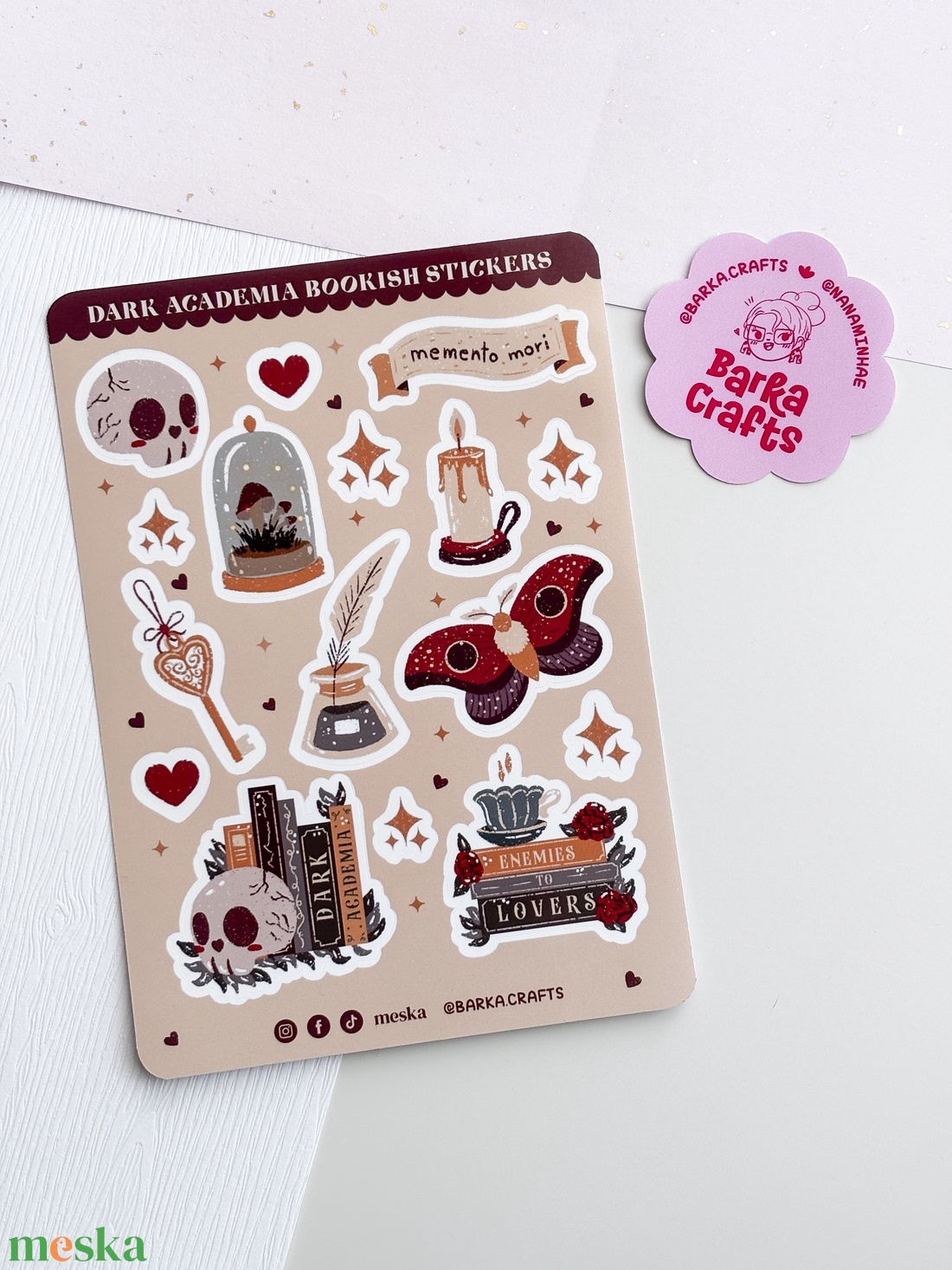 Dark Academia könyvmoly matrica ív - otthon & életmód - papír, írószer - matrica, matrica csomag - Meska.hu