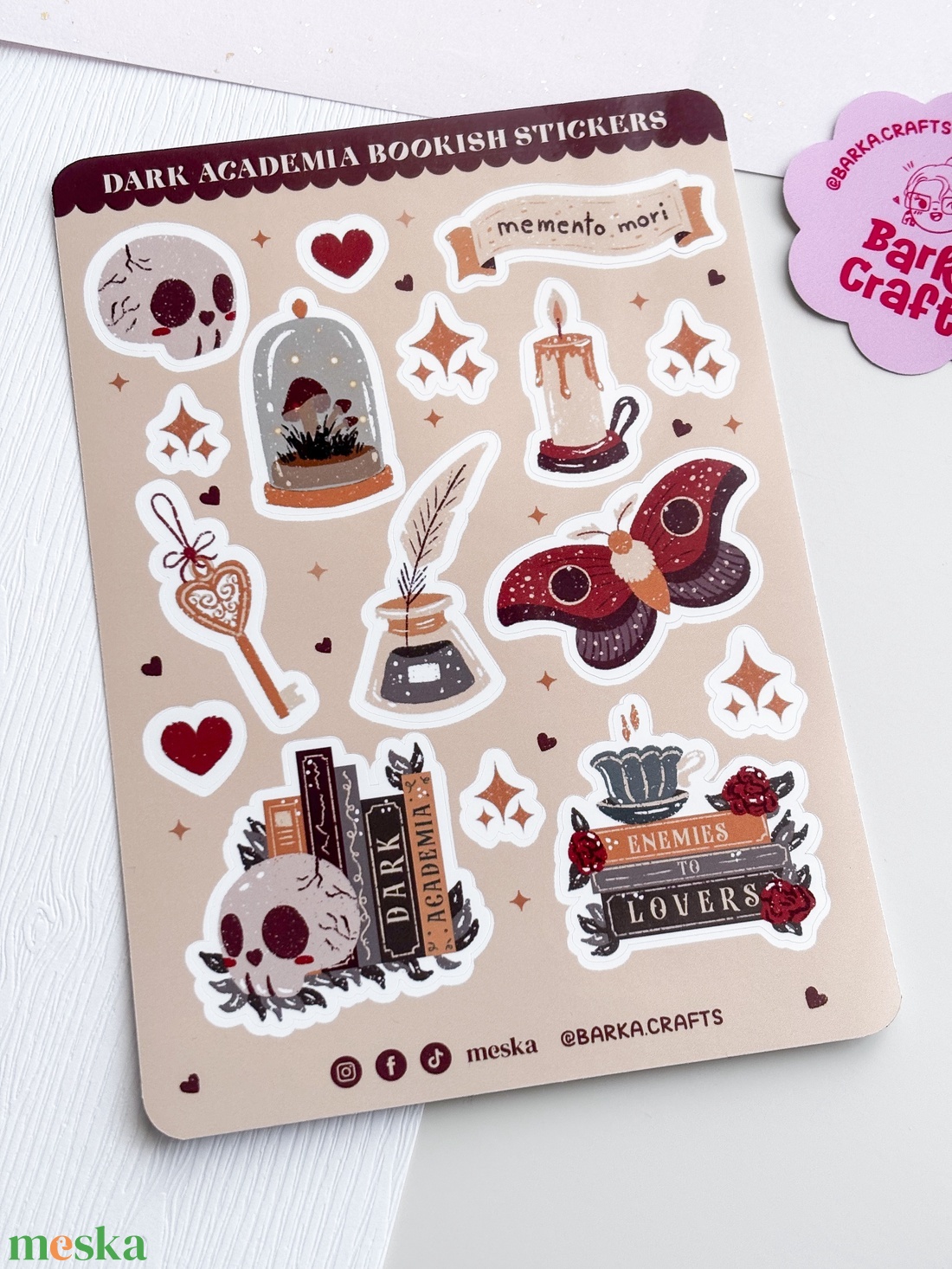 Dark Academia könyvmoly matrica ív - otthon & életmód - papír, írószer - matrica, matrica csomag - Meska.hu
