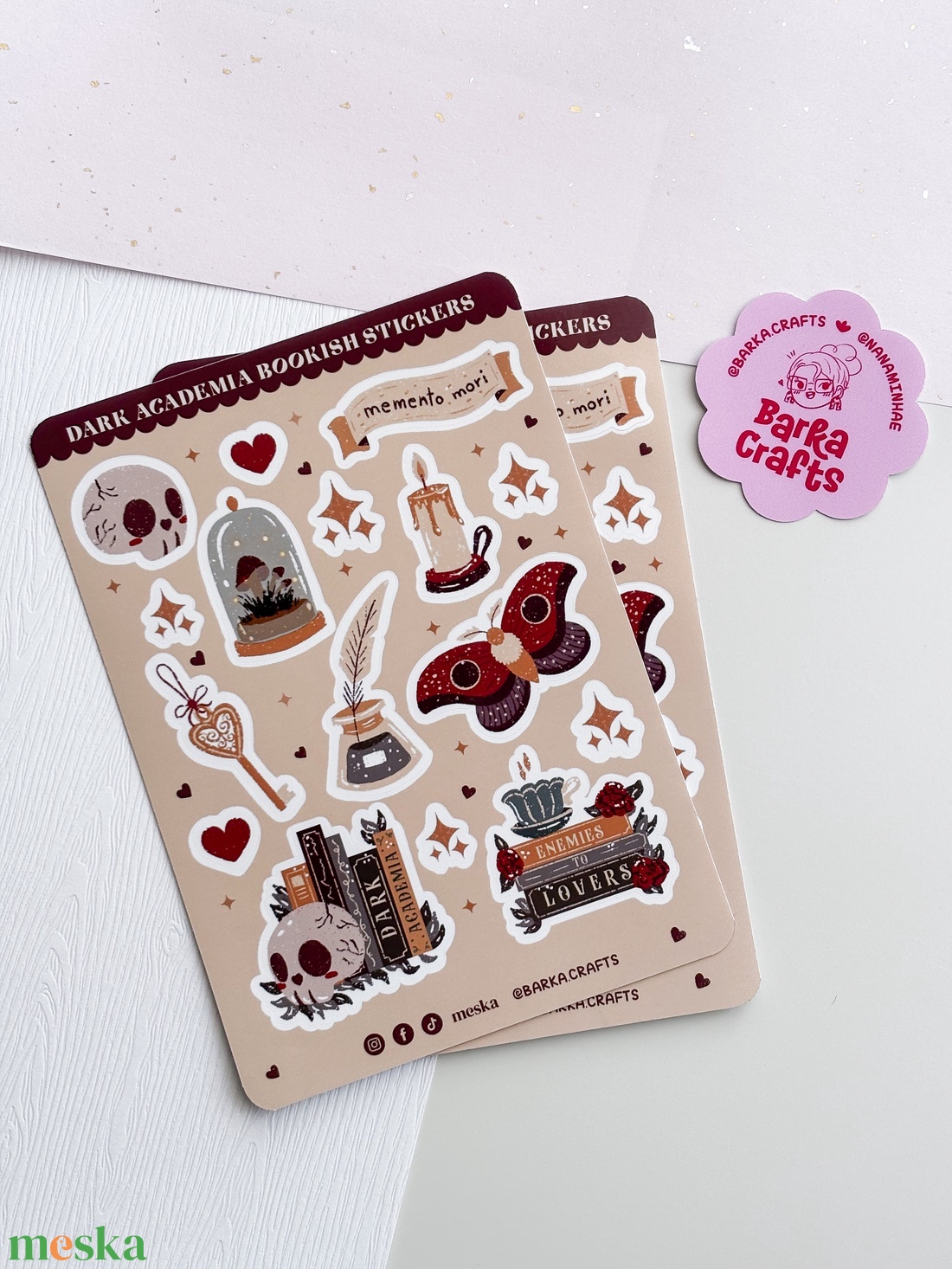 Dark Academia könyvmoly matrica ív - otthon & életmód - papír, írószer - matrica, matrica csomag - Meska.hu