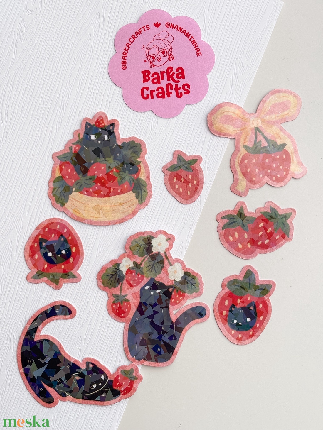 Epres cicák holografikus matrica szett - otthon & életmód - papír, írószer - matrica, matrica csomag - Meska.hu