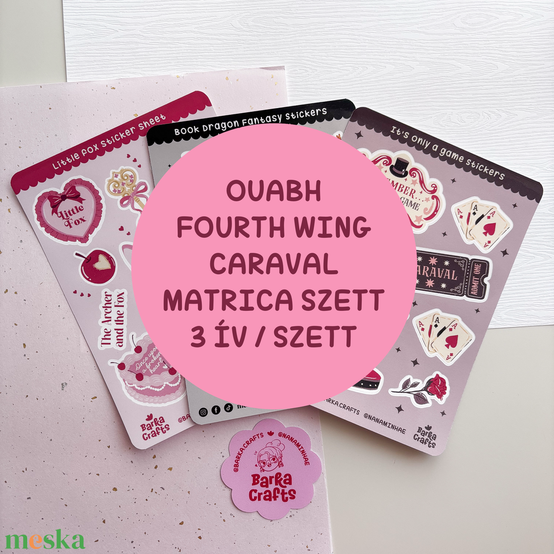 OUABH, Fourth Wing, Caraval Matrica Csomag (3 ív egyben) - otthon & életmód - papír, írószer - matrica, matrica csomag - Meska.hu