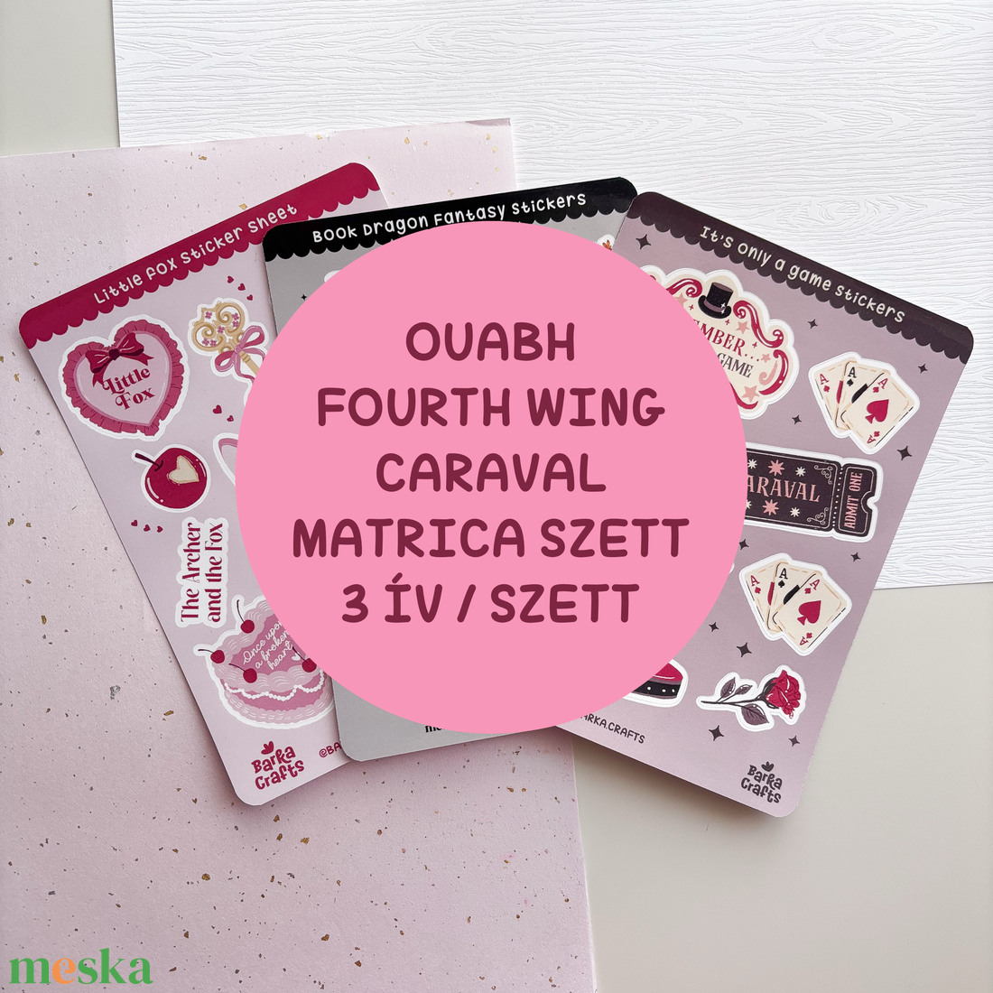 OUABH, Fourth Wing, Caraval Matrica Csomag (3 ív egyben) - otthon & életmód - papír, írószer - matrica, matrica csomag - Meska.hu