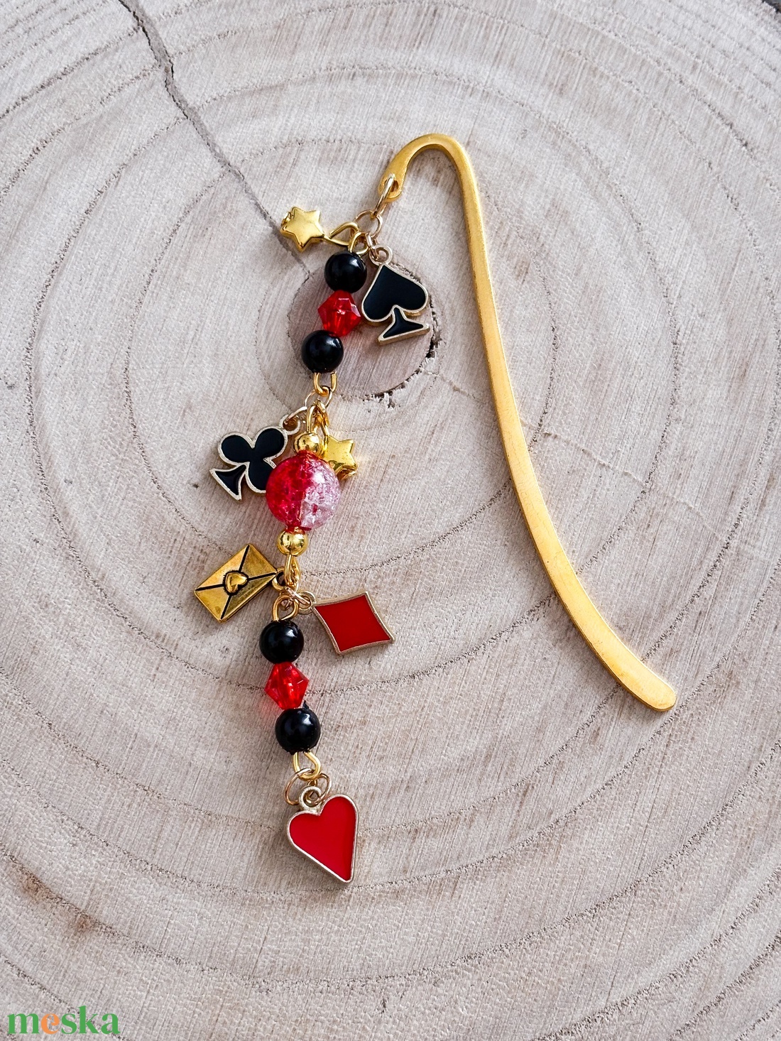 Caraval inspirálta póker gyöngyös romantikus fém könyvjelző / book charm - könyv & zene - könyvjelző - Meska.hu